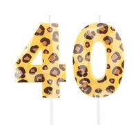 Hongplus Cheetah 40 Birthday Candles for Cake, Leopard Print Number Candles, Number 40 Candle Happy Birthday Cake Topper for Men Women Cheetah Birthday Party Decorations Supplies Favors Gifts