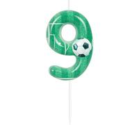 Hongplus Green Soccer 9th Birthday Candles Number 9 Candle Cake Decor Green Soccer Party Decorations Happy 9th Birthday Cake Decorations for Boys Girls Kids Sporty Party Supplies