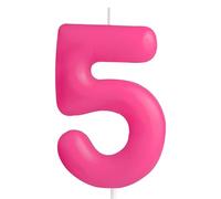Hongplus Macaron Hot Pink Number 5 Candle, 5 Birthday Candle, Hot Pink Happy Birthday Candles for Cake, Pink Cake Topper Decorations for Girl Women Pastel Sweet 5 Birthday Party Decorations Supplies