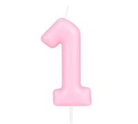 Hongplus Macaron Pink Number 1 Candle, First Birthday Candle, Macaron Pink Happy Birthday Candles for Cake, Cake Topper Decorations for Girl Women Pastel Sweet Birthday Party Decorations Supplies