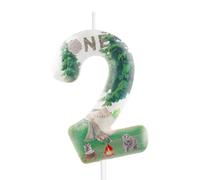 Hongplus Outdoor Camping Green 2nd Birthday Candle,Happy Outdoor Camping Theme Number 2 Candle Cake Topper for Boys Girls Birthday Party Anniversary Supplies Decor
