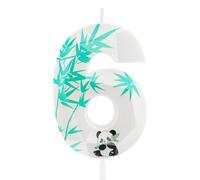 Hongplus Panda Birthday Candles for Cake, White Green Number 6 Candle, Panda Birthday Cake Candles for Boys Girls Adult Number Birthday Candles Party Decorations Supplies