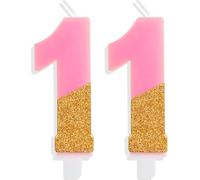 Hongplus Pink Glitter 11th Birthday Candles, Number 10 Candles, Cakes Candle, Candles for Cake, Happy 11th Birthday Cake Topper Decorations for Girls 11 Birthday Anniversary Wedding Party