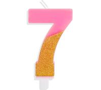 Hongplus Pink Glitter 7th Birthday Candles, Number 7 Candle, Cakes Candle, Candles for Cake, Happy 7th Birthday Cake Topper Decorations for Girls 7 Birthday Anniversary Wedding Party