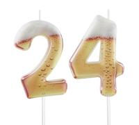Hongplus Printed Beer Themed 24th Birthday Candles for Cake, Funny Number 24 Candle for Birthday Decorations, Beer Design Cake Decorations for Women Men Beer Lover Birthday Party Anniversary
