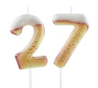 Hongplus Printed Beer Themed 27th Birthday Candles for Cake, Funny Number 27 Candle for Birthday Decorations, Beer Design Cake Decorations for Women Men Beer Lover Birthday Party Anniversary