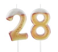 Hongplus Printed Beer Themed 28th Birthday Candles for Cake, Funny Number 28 Candle for Birthday Decorations, Beer Design Cake Decorations for Women Men Beer Lover Birthday Party Anniversary
