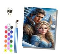 HONGPZH Paint by Number for Adults Beginner Canvas Choice for Birthday Anniversary Acrylic Painting Kit for Room Decor 16x20 inch Frameless Snow Country Castle Embrace
