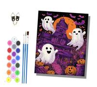 HONGPZH Paint by Number for Adults Beginner Canvas Choice for Birthday Anniversary Acrylic Painting Kit for Room Decor 16x20 inch Frameless Three Ghosts in the Haunted House