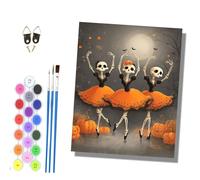 HONGPZH Paint by Number for Adults Beginner Canvas Choice for Birthday Anniversary or Any Festival Acrylic Painting Kit for Room Decor 16x20 inch with Frame The Three Skull Ballet Dancers