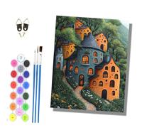 HONGPZH Paint by Number for Adults Beginner Canvas Choice for Birthday Anniversary or Any Festival Acrylic Painting Kit for Room Decor 16x20 inch Frameless Fairy Tale Cabin in the Woods