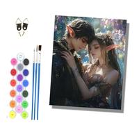 HONGPZH Paint by Number for Adults Beginner Canvas Choice for Birthday Anniversary or Any Festival Acrylic Painting Kit for Room Decor 16x20 inch Frameless The Elven Couple Embraced