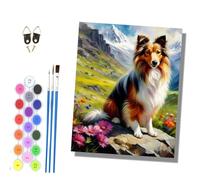 HONGPZH Paint by Number for Adults Beginner Canvas Choice for Birthday Anniversary or Any Festival DIY Acrylic Painting Kit for Room Decor 16x20 inch Frameless Shetland Sheepdog in the Mountains
