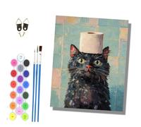 HONGPZH Paint by Number for Adults Beginner Canvas Choice for Birthday Anniversary or Any Festival DIY Acrylic Painting Kit for Room Decor 16x20 inch Frameless Toilet Paper and Black cat