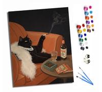 HONGPZH Paint by Numbers for Adults and Beginner Painting by Number Kits On Canvas with Frame Color Oil Painting Acrylic Paints Home Wall Decor 40x50cm Gato Negro en el sofá