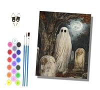 HONGPZH Paint by Numbers for Adults and Beginner Painting by Number Kits On Canvas with Frame Painting Acrylic Paints Home Wall Decor 40x50cm Ghosts in the Cemetery