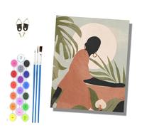 HONGPZH Paint by Numbers for Adults and Beginner Painting by Number Kits On Canvas with Frame Painting Acrylic Paints Home Wall Decor 40x50cm Moonlit Plant Silhouettes