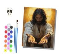 HONGPZH Paint by Numbers for Adults and Beginner Painting by Number Kits On Canvas Without Frame Acrylic Paints Home Wall Decor 40x50cm/16x20in Jesus icon