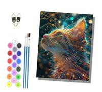 HONGPZH Paint by Numbers for Adults and Beginner Painting by Number Kits On Canvas Without Frame Acrylic Paints Home Wall Decor 40x50cm/16x20in Stardust Cat Shadow