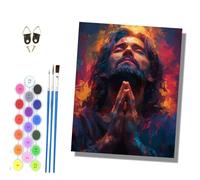 HONGPZH Paint by Numbers for Adults and Beginner Painting by Number Kits On Canvas Without Frame Acrylic Paints Home Wall Decor 40x50cm/16x20in Jesus Prays
