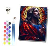 HONGPZH Paint by Numbers for Adults and Beginner Painting by Number Kits On Canvas Without Frame Acrylic Paints Home Wall Decor 40x50cm/16x20in Jesus meditates