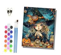 HONGPZH Paint by Numbers for Adults and Beginner Painting by Number Kits On Canvas Without Frame Acrylic Paints Home Wall Decor 40x50cm/16x20in The Little Wizard on Halloween