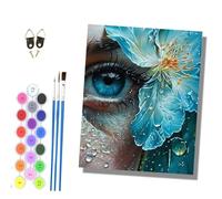 HONGPZH Paint by Numbers for Adults and Beginner Painting by Number Kits On Canvas Without Frame Color Oil Painting Acrylic Paints Home Wall Decor 40x50cm Blue Flowers and Bright Eyes