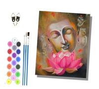 HONGPZH Paint by Numbers for Adults and Beginner Painting by Number Kits On Canvas Without Frame Color Oil Painting Acrylic Paints Home Wall Decor 40x50cm Lotus Buddha Image