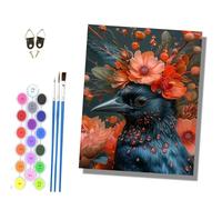 HONGPZH Paint by Numbers for Adults and Beginner Painting by Number Kits On Canvas Without Frame Color Oil Painting Acrylic Paints Home Wall Decor 40x50cm Floral Blue Raven