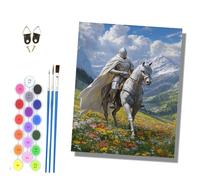 HONGPZH Paint by Numbers for Adults and Beginner Painting by Number Kits On Canvas Without Frame Color Oil Painting Acrylic Paints 40x50cm Knights Ride Horses Through a sea of Flowers