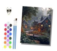 HONGPZH Paint by Numbers for Adults and Beginner Painting by Number Kits On Canvas Without Frame Color Oil Painting Acrylic Paints Home Wall Decor 40x50cm Cabin in the Woods