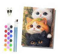 HONGPZH Paint by Numbers for Adults and Beginner Painting by Number Kits On Canvas Without Frame Color Oil Painting Acrylic Paints 40x50cm Three Cats in the Trees