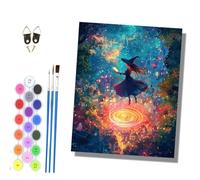 HONGPZH Paint by Numbers for Adults and Beginner Painting by Number Kits On Canvas Without Frame Color Oil Painting Acrylic Paints 40x50cm The Witch flew with a Book
