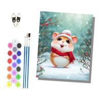 HONGPZH Paint by Numbers for Adults and Beginner Painting by Number Kits On Canvas Without Frame Color Oil Painting Acrylic Paints 40x50cm Christmas Hamster