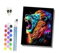 HONGPZH Paint by Numbers for Adults and Beginner Painting by Number Kits On Canvas Without Frame Color Acrylic Paints Home Wall Decor 40x50cm/16x20in The Colorful Lion Roars