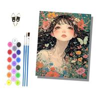 HONGPZH Paint by Numbers for Adults and Beginner Painting by Number Kits On Canvas Without Frame Color Acrylic Paints Home Wall Decor 40x50cm/16x20in Girl in the Butterfly Flower Garden