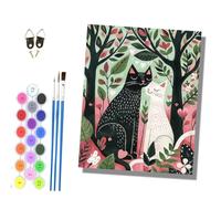 HONGPZH Paint by Numbers for Adults and Beginner Painting by Number Kits On Canvas Without Frame Color Oil Painting Acrylic Paints Home Wall Decor 40x50cm Two Cats in the Woods are Deeply in Love