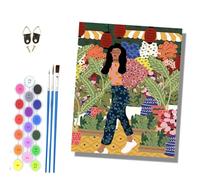 HONGPZH Paint by Numbers for Adults and Beginner Painting by Number Kits On Canvas Without Frame Color Acrylic Paints Home Wall Decor 40x50cm/16x20in Abstract Girl Flowers