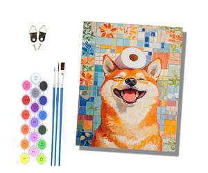 HONGPZH Paint by Numbers for Adults and Beginner Painting by Number Kits On Canvas Without Frame Color Acrylic Paints Home Wall Decor 40x50cm/16x20in Shiba Inu Tops Toilet Paper