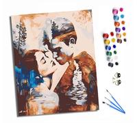 HONGPZH Paint by Numbers for Adults and Beginner Painting by Number Kits On Canvas Without Frame DIY Color Oil Painting Acrylic Paints Home Wall Decor 40x50cm/16x20in Simple Abstract Couple