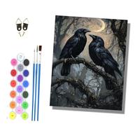 HONGPZH Paint by Numbers for Adults and Beginner Painting by Number Kits On Canvas Without Frame DIY Color Oil Painting Acrylic Paints Home Wall Decor 40x50cm/16x20in Black Crows on the Branches