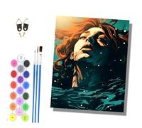 HONGPZH Paint by Numbers for Adults and Beginner Painting by Number Kits On Canvas Without Frame DIY Color Oil Painting Acrylic Paints Home Wall Decor 40x50cm/16x20in Red-haired Woman in the Water