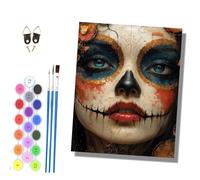 HONGPZH Paint by Numbers for Adults and Beginner Painting by Number Kits On Canvas Without Frame DIY Color Oil Painting Acrylic Paints Home Wall Decor 40x50cm/16x20in Day of the Dead Ghost Girl - 2