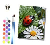 HONGPZH Paint by Numbers for Adults and Beginner Painting by Number Kits On Canvas Without Frame DIY Color Oil Painting Acrylic Paints Home Wall Decor 40x50cm/16x20in Daisies and Ladybugs