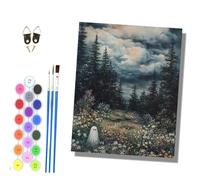 HONGPZH Paint by Numbers for Adults and Beginner Painting by Number Kits On Canvas Without Frame Painting Acrylic Paints Home Wall Decor 40x50cm/16x20in Little Ghost in the Woods