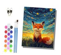 HONGPZH Paint by Numbers for Adults and Beginner Painting by Number Kits On Canvas Without Frame Painting Acrylic Paints Home Wall Decor 40x50cm/16x20in The Fox Gazing at the Stars