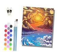 HONGPZH Paint by Numbers for Adults and Beginner Painting by Number Kits On Canvas Without Frame Painting Acrylic Paints Home Wall Decor 40x50cm/16x20in Sea of Clouds, Sunrise, Flying Birds