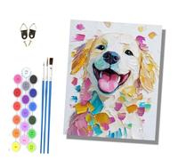 HONGPZH Paint by Numbers for Adults and Beginner Painting by Number Kits On Canvas Without Frame Painting Acrylic Paints Home Wall Decor 40x50cm/16x20in Happy Golden Retriever Color