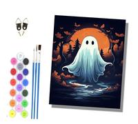 HONGPZH Paint by Numbers for Adults and Beginner Painting by Number Kits On Canvas Without Frame Painting Acrylic Paints Home Wall Decor 40x50cm/16x20in Ghostly Figure Under the Moon