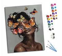 HONGPZH Paint by Numbers for Adults and Beginner Painting by Number with Frame Oil Paintings on Canvas House Wall Decor 16x20in The Woman with a Butterfly Veil